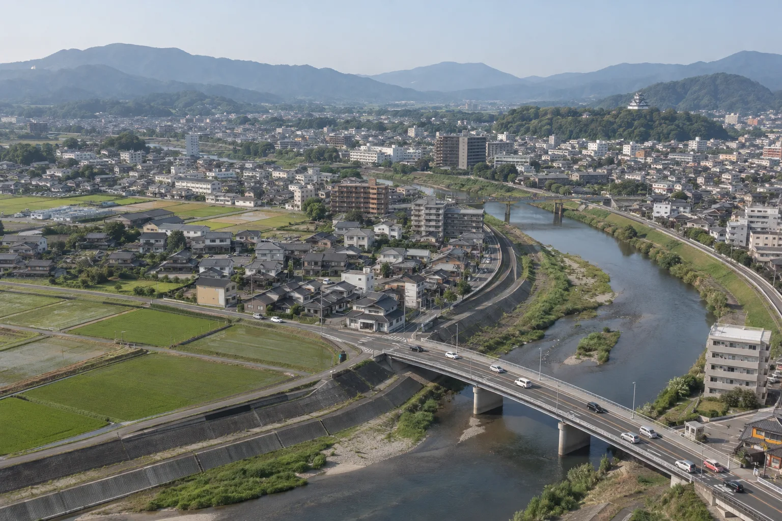 街を見下ろすドローン空撮のイメージ