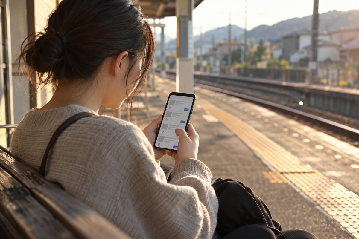 スマートフォンで求人を探す求職者