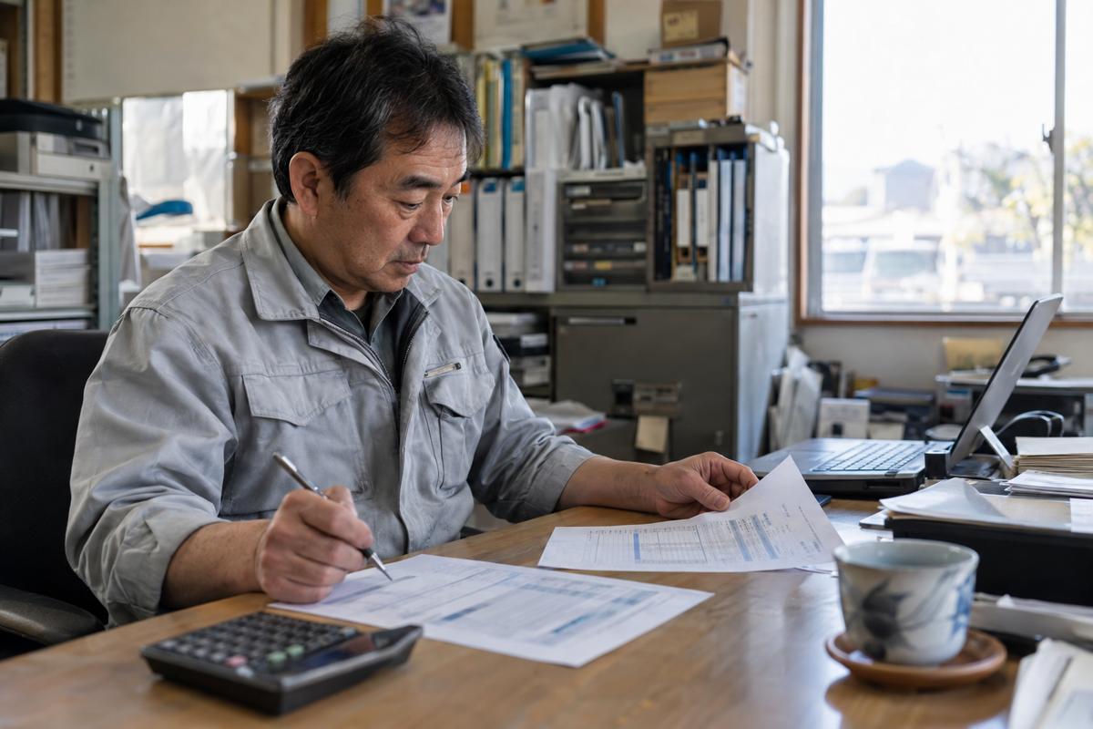 見積書を見比べる経営者